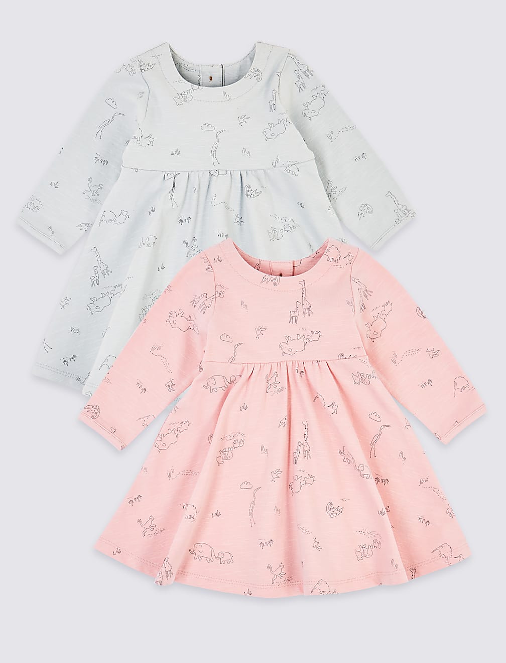 2 Pack Jersey Animal Print Dress (7lbs-12 Mths)