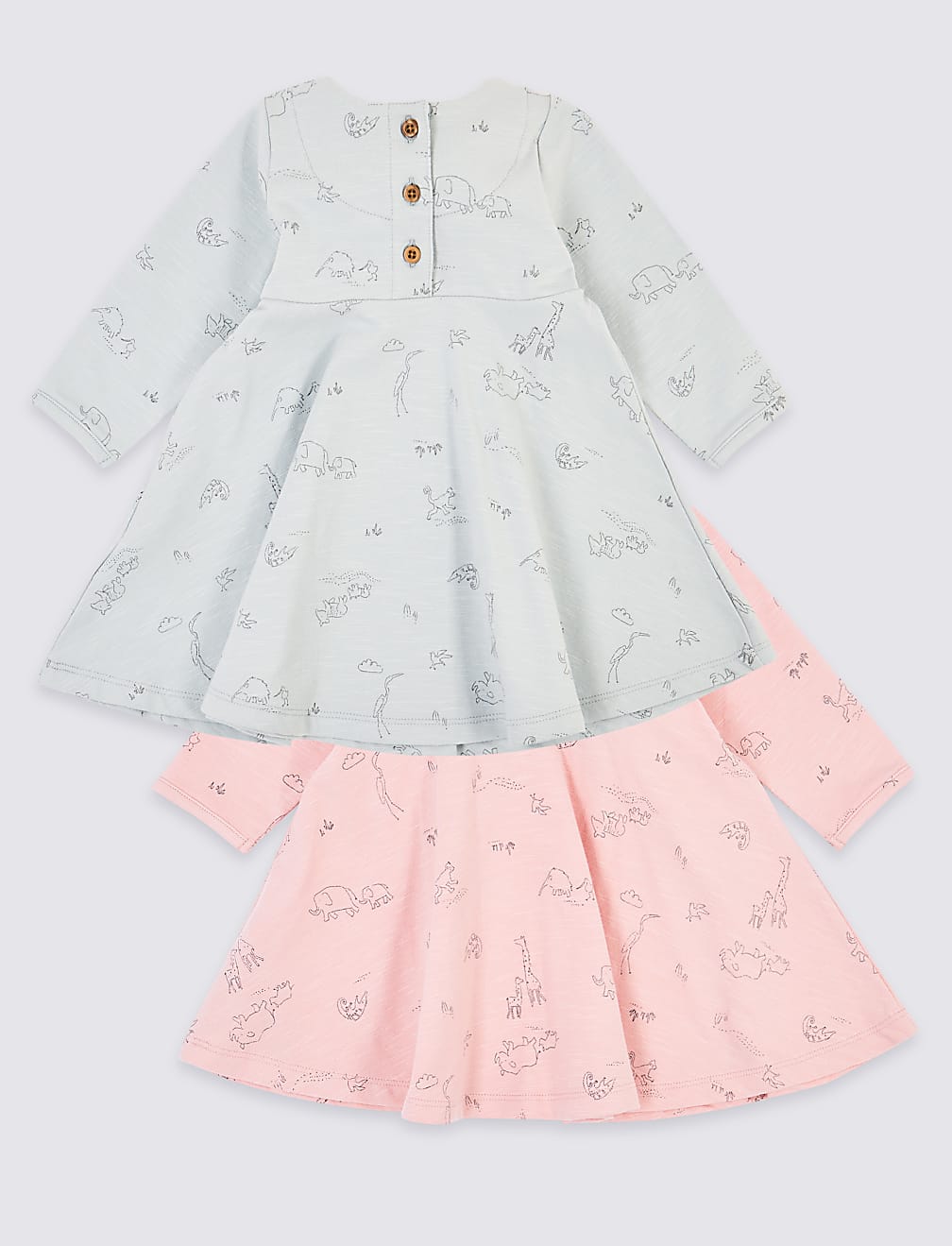 2 Pack Jersey Animal Print Dress (7lbs-12 Mths)