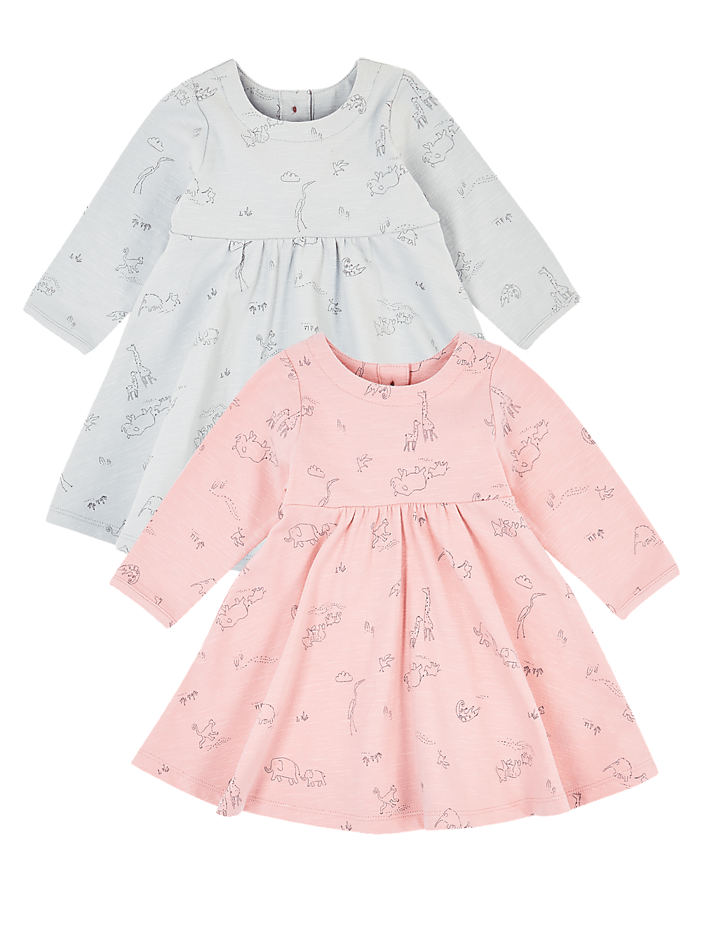 2 Pack Jersey Animal Print Dress (7lbs-12 Mths)