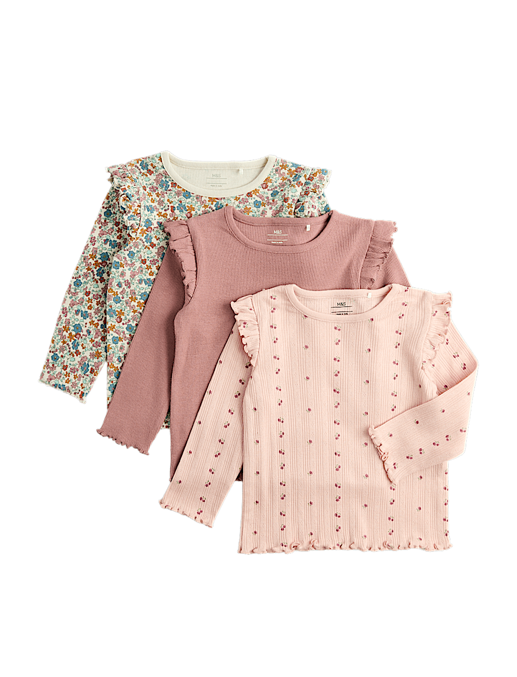 3 Pack Pure Cotton Jersey Floral Tops (0-5 Yrs)