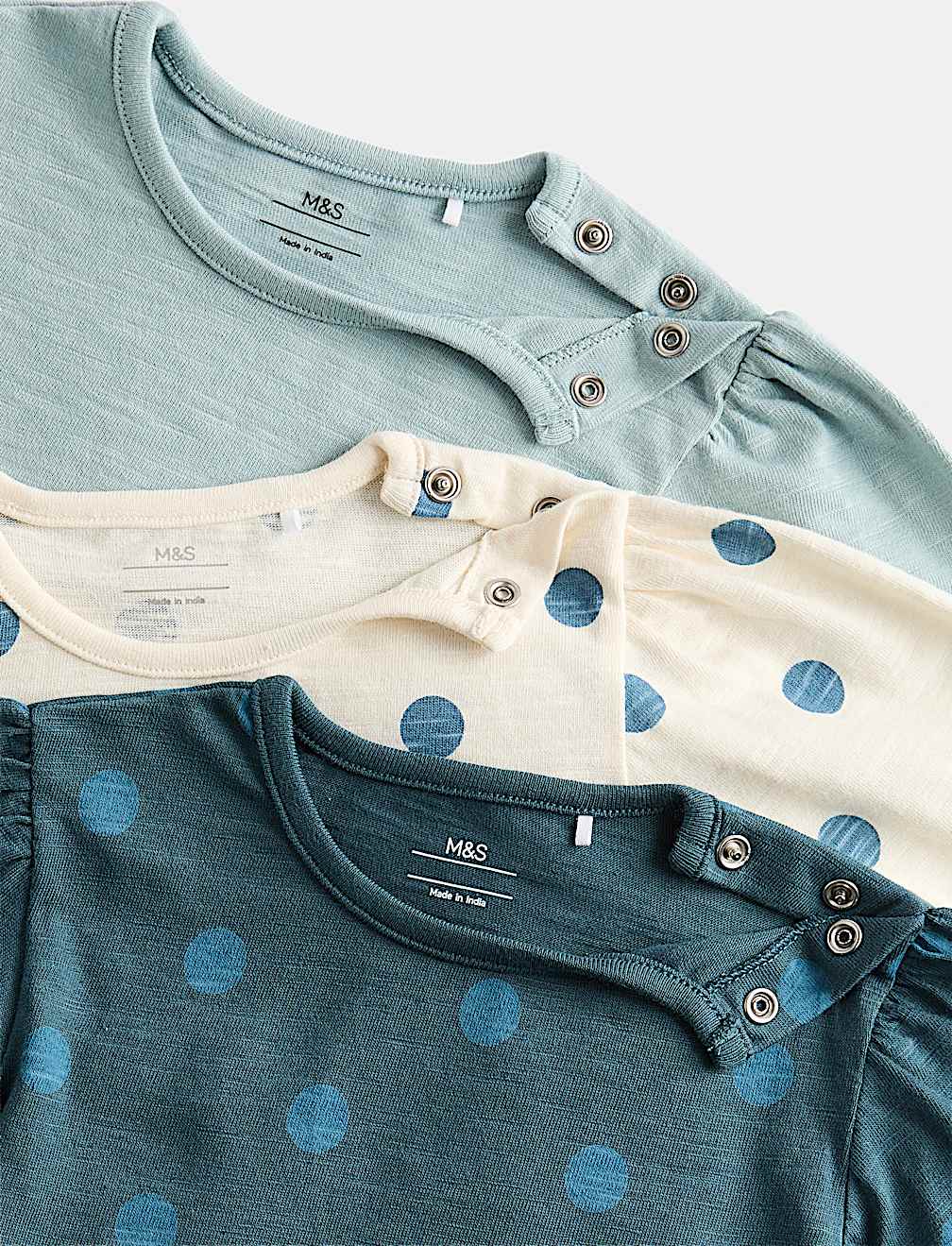 3 Pack Pure Cotton Spotty Tops (0-5 Yrs)