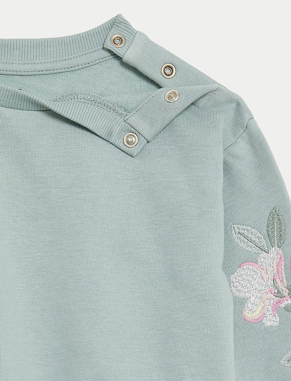 2pc Cotton Rich Floral Embroidered Outfit (0-3 Yrs)