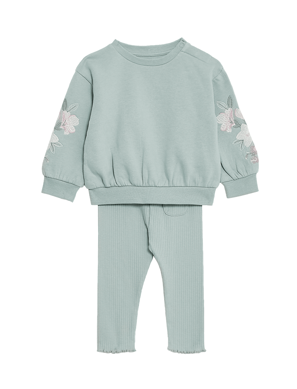2pc Cotton Rich Floral Embroidered Outfit (0-3 Yrs)