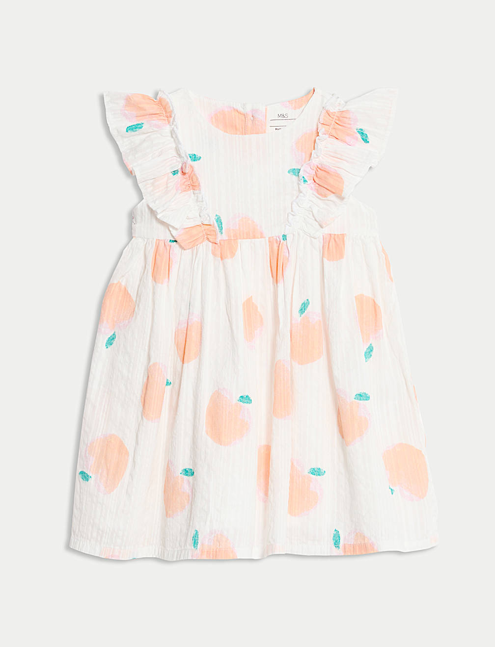 Pure Cotton Seersucker Peach Dress (0-3 Yrs)