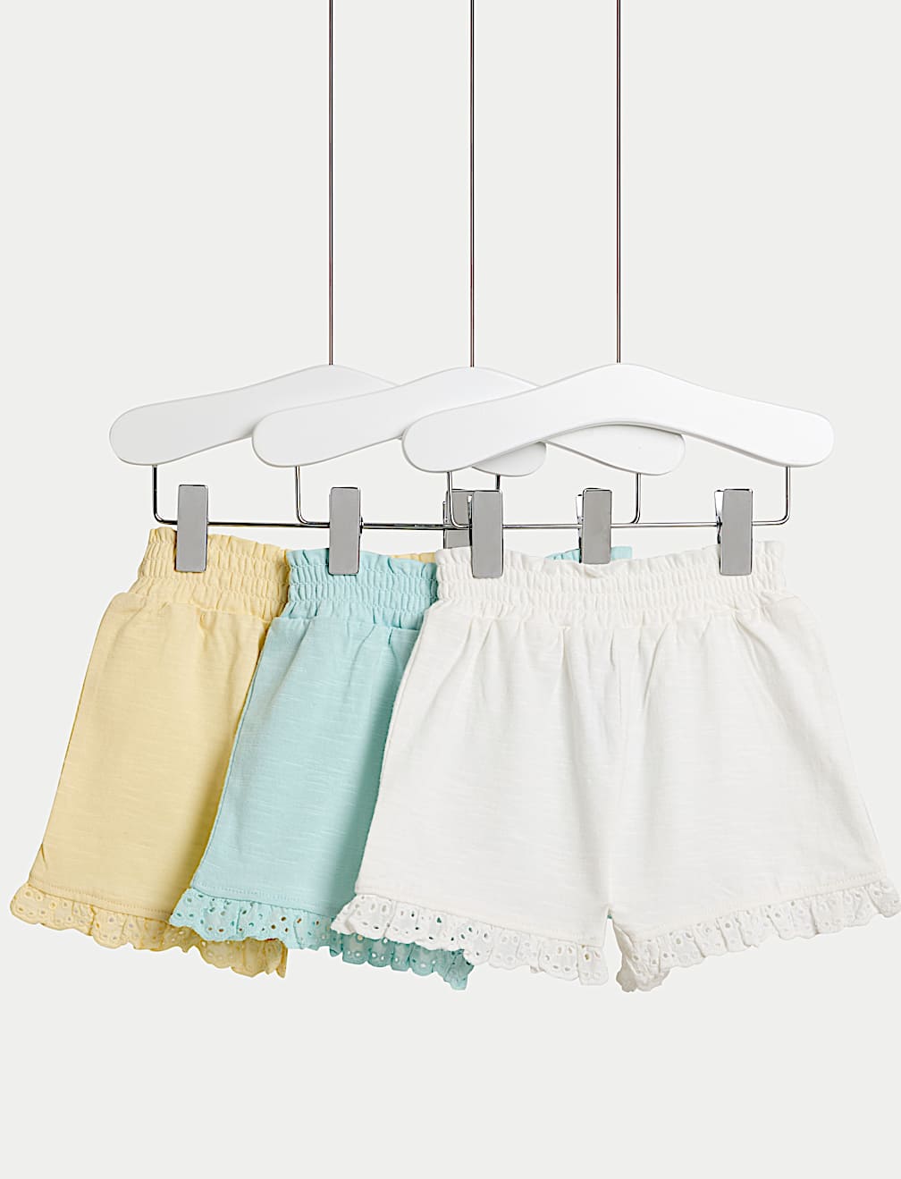 3pk Pure Cotton Broderie Trim Shorts (0-3 Yrs)