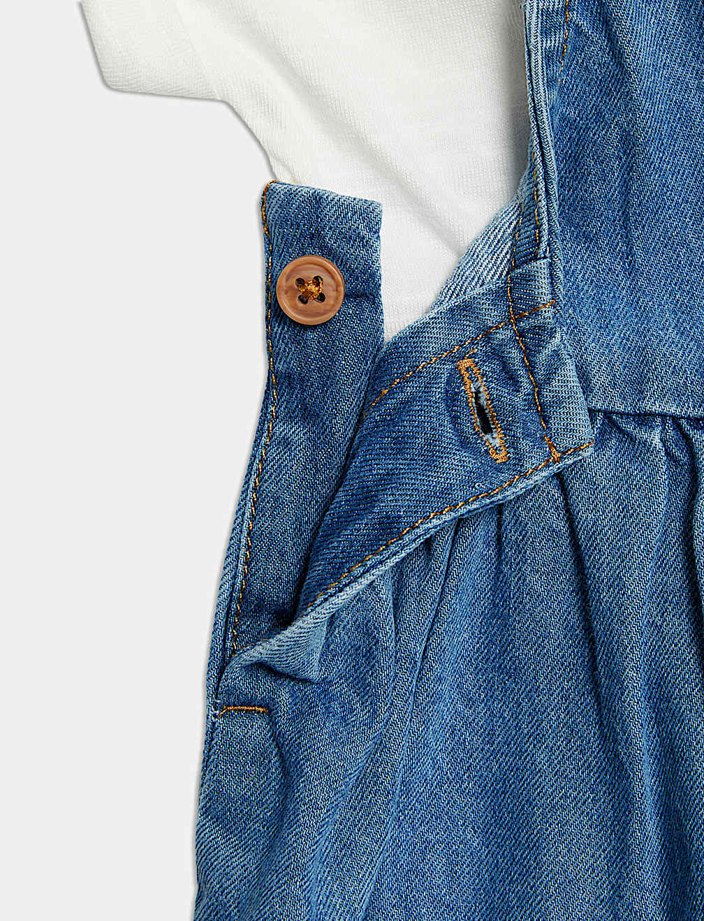 2pc Pure Cotton Denim Pinafore Outfit (0-3 Yrs)