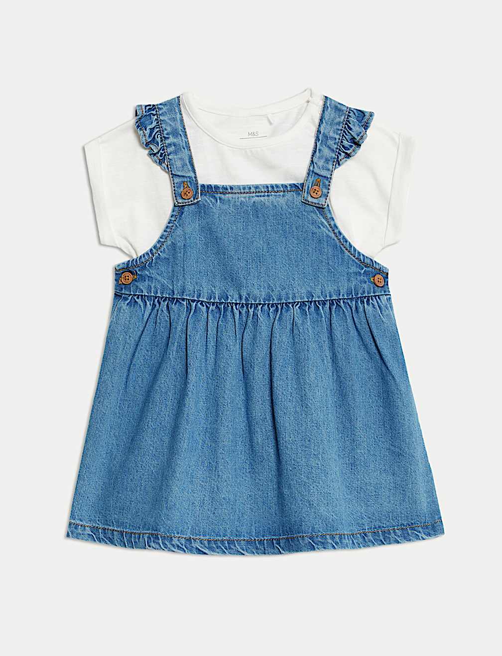 2pc Pure Cotton Denim Pinafore Outfit (0-3 Yrs)
