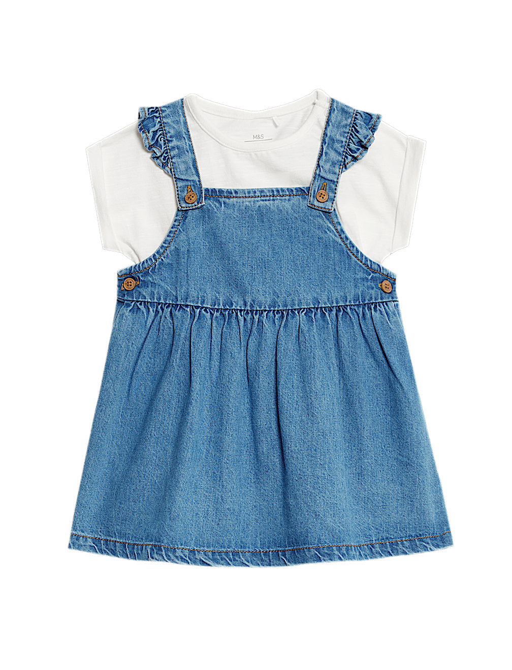 2pc Pure Cotton Denim Pinafore Outfit (0-3 Yrs)