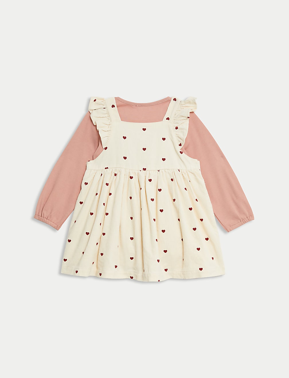 3pc Cotton Rich Heart Print Pinnie Outfit (0-3 Yrs)