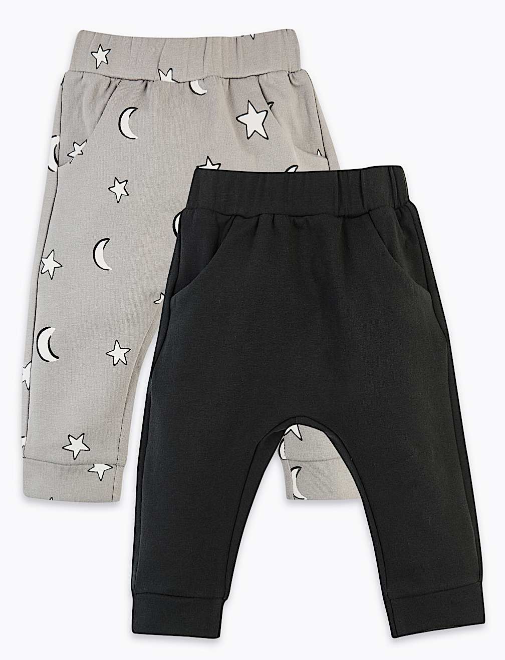 2 Pack Star & Moon Print Joggers (0-3 Yrs)