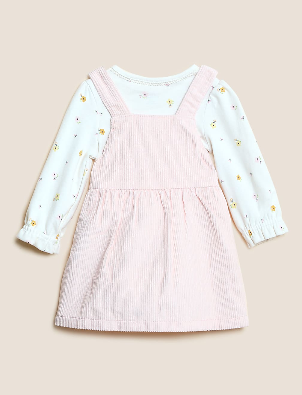 3pc Cotton Rich Embroidered Pinafore Outfit (0-3 Yrs)
