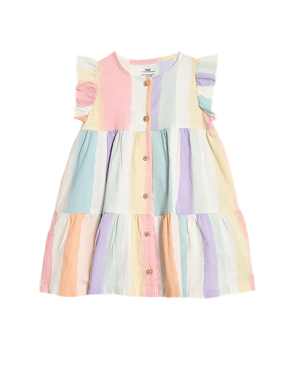 Pure Cotton Rainbow Stripe Dress (0 Mths-3 Yrs)
