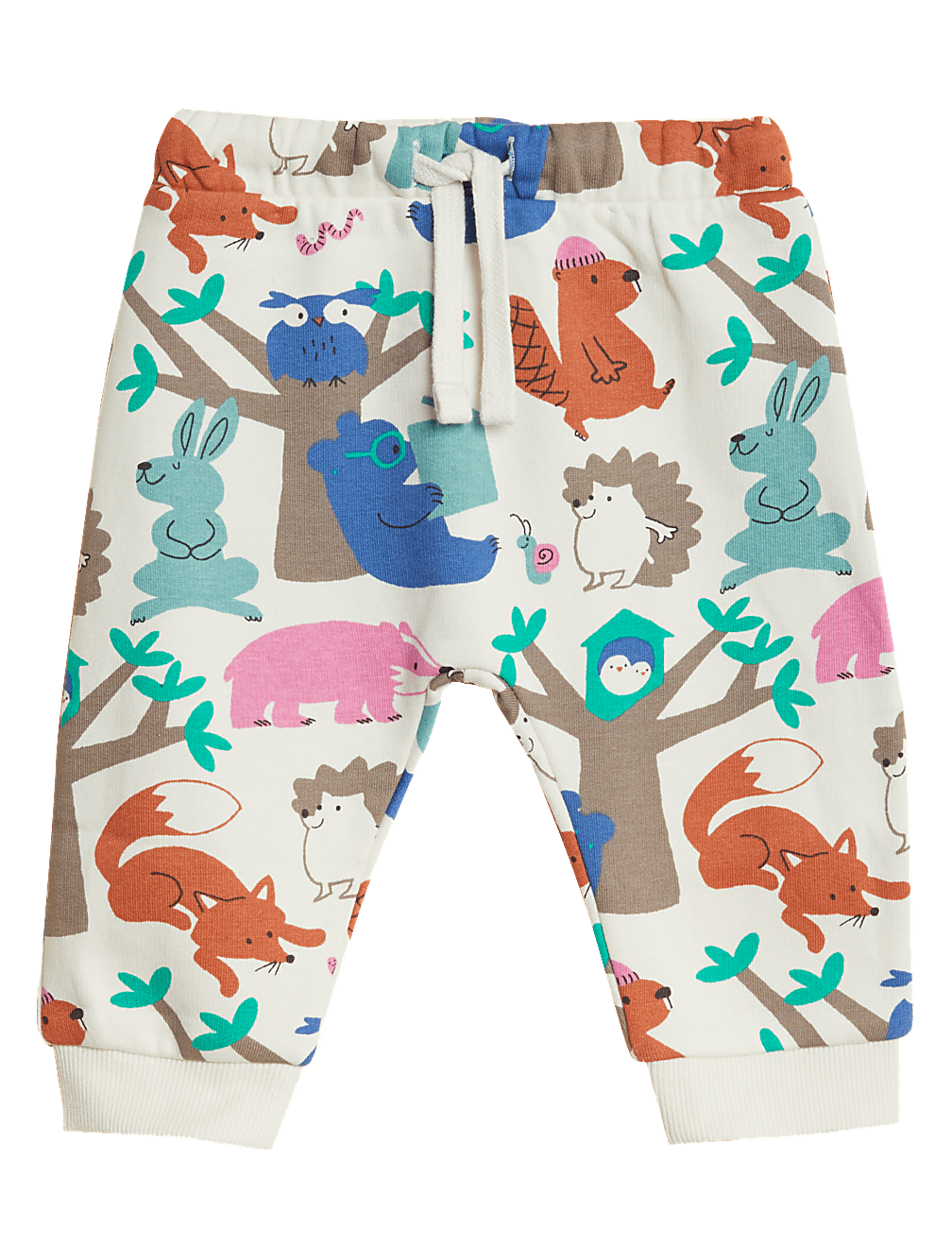 Cotton Rich Woodland Animal Print Joggers (0-3 Yrs)