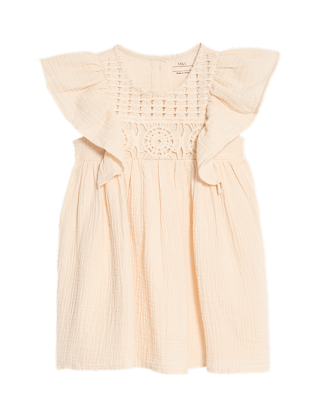 Cotton Crochet Yoke Woven Dress