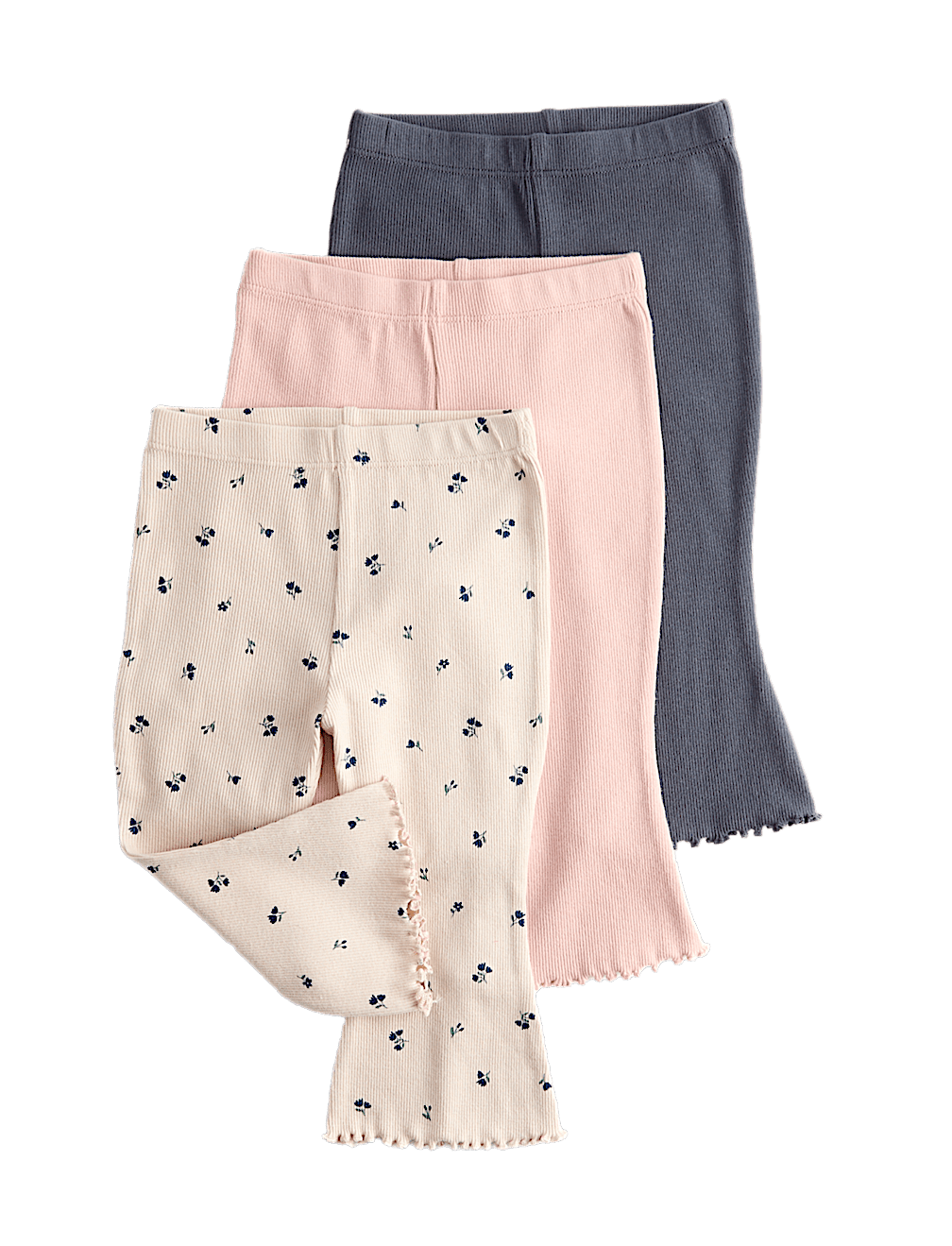 3pk Cotton Rich Ditsy & Plain Flared Leggings (0-3 Yrs)
