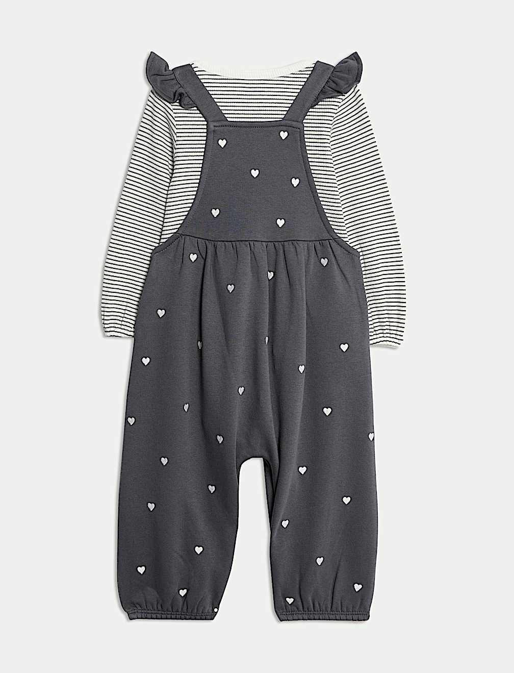 2pc Cotton Rich Ditsy Dungaree Outfit (0 Mths - 3 Yrs)