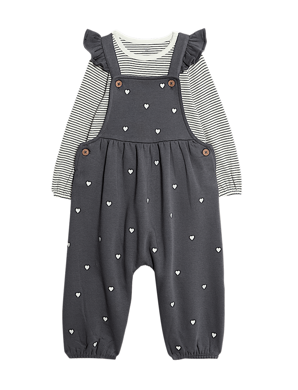 2pc Cotton Rich Ditsy Dungaree Outfit (0 Mths - 3 Yrs)