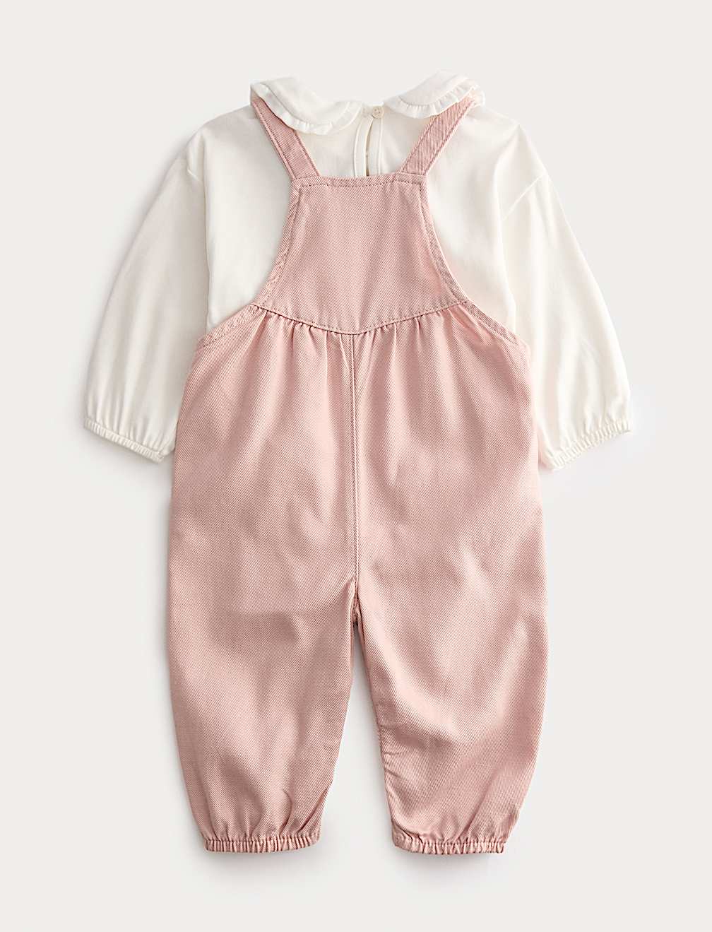 2pc Pink Twill Dungarees Outfit (0 Mths-3 Yrs)