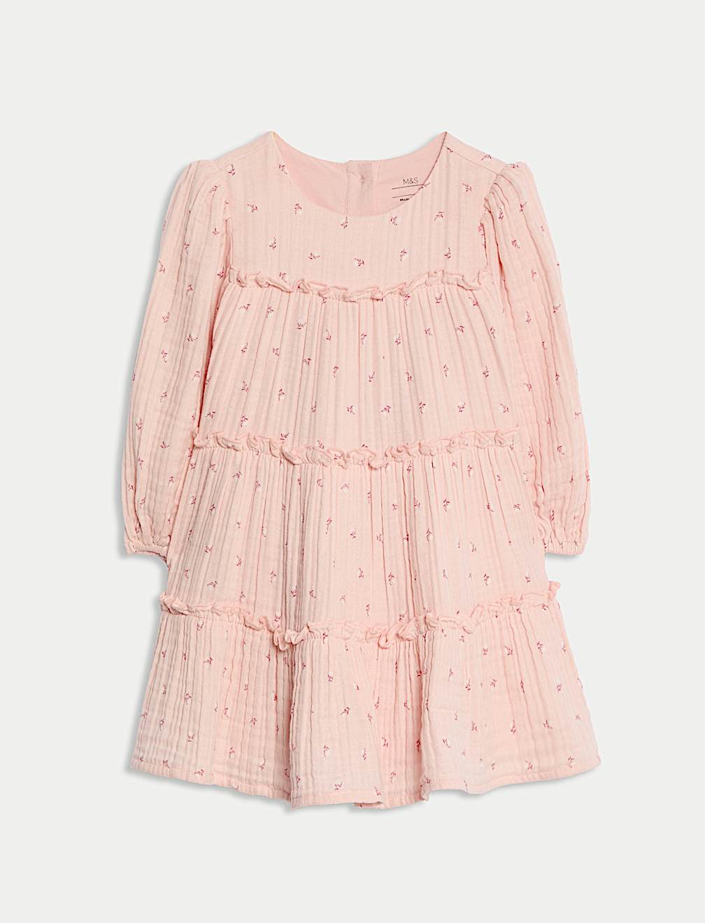 Cotton Pink Ditsy Triple Cloth Dress (0-6 Yrs)