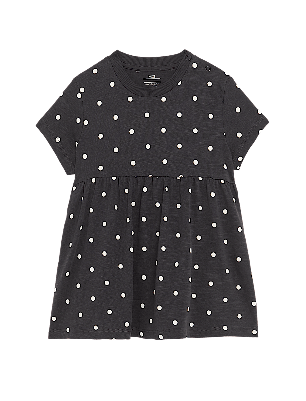 Pure Cotton Jersey Spotted Dress (0-3 Yrs)
