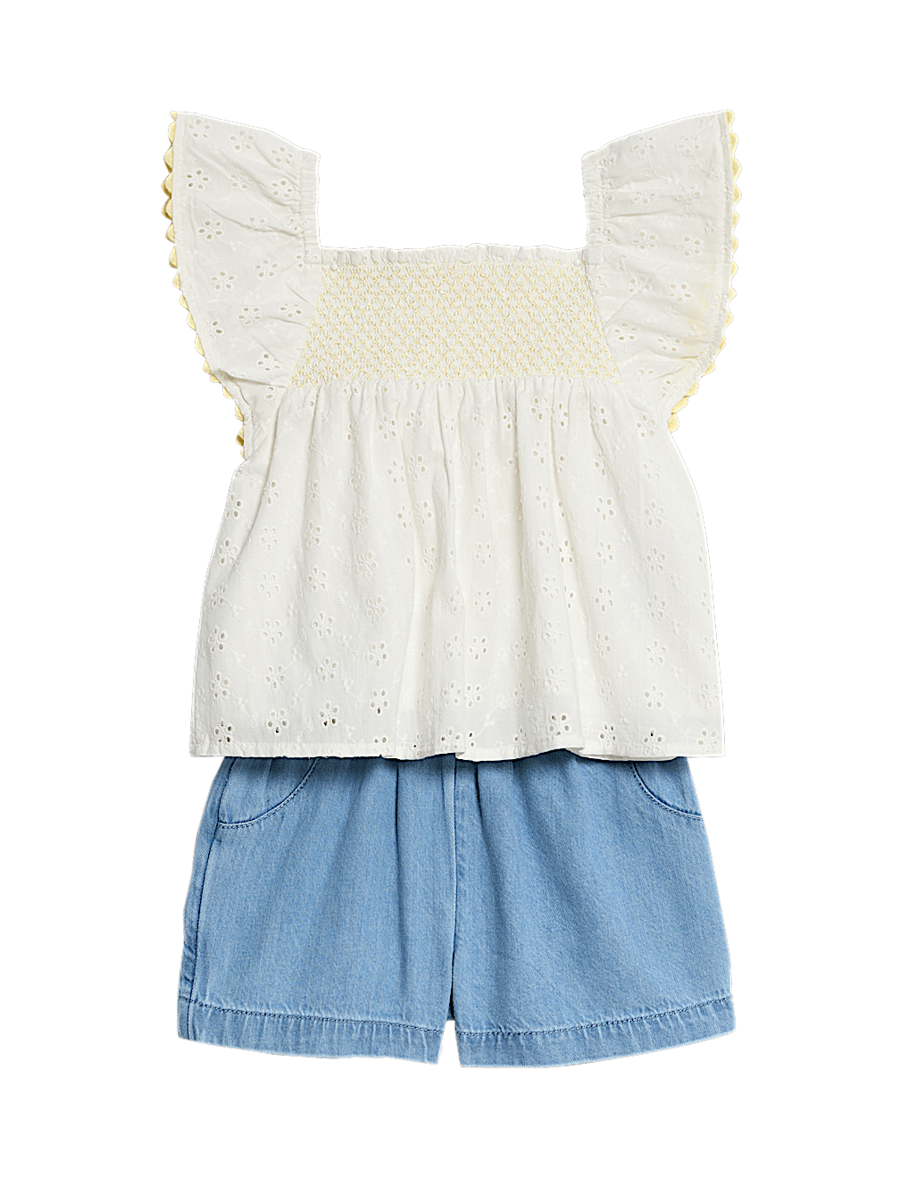 2pc Pure Cotton Broderie Outfit (0-6 Yrs)