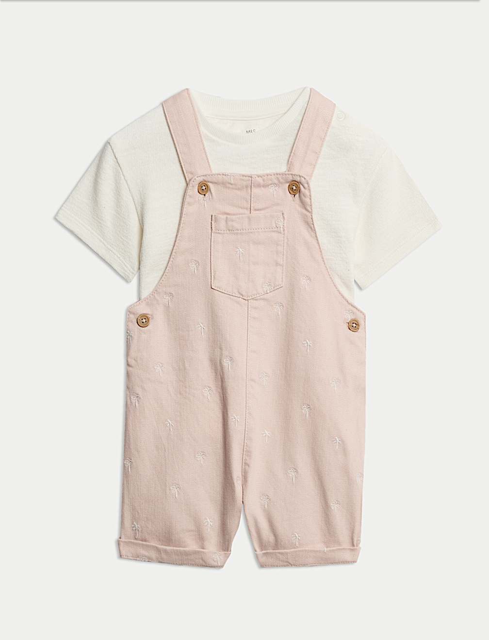 2pc Cotton Rich Embroidered Bibshort Outfit (0-2 Yrs)