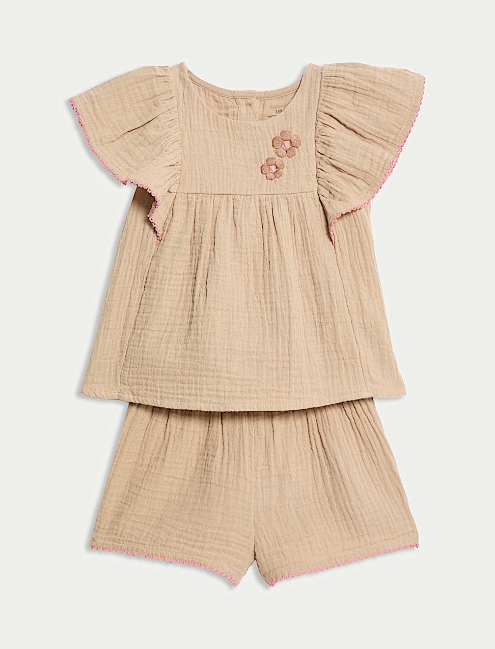 2pc Pure Cotton Frill Shorts Outfit (0-3 Yrs)