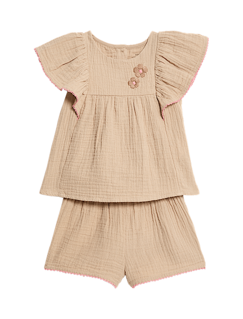 2pc Pure Cotton Frill Shorts Outfit (0-3 Yrs)
