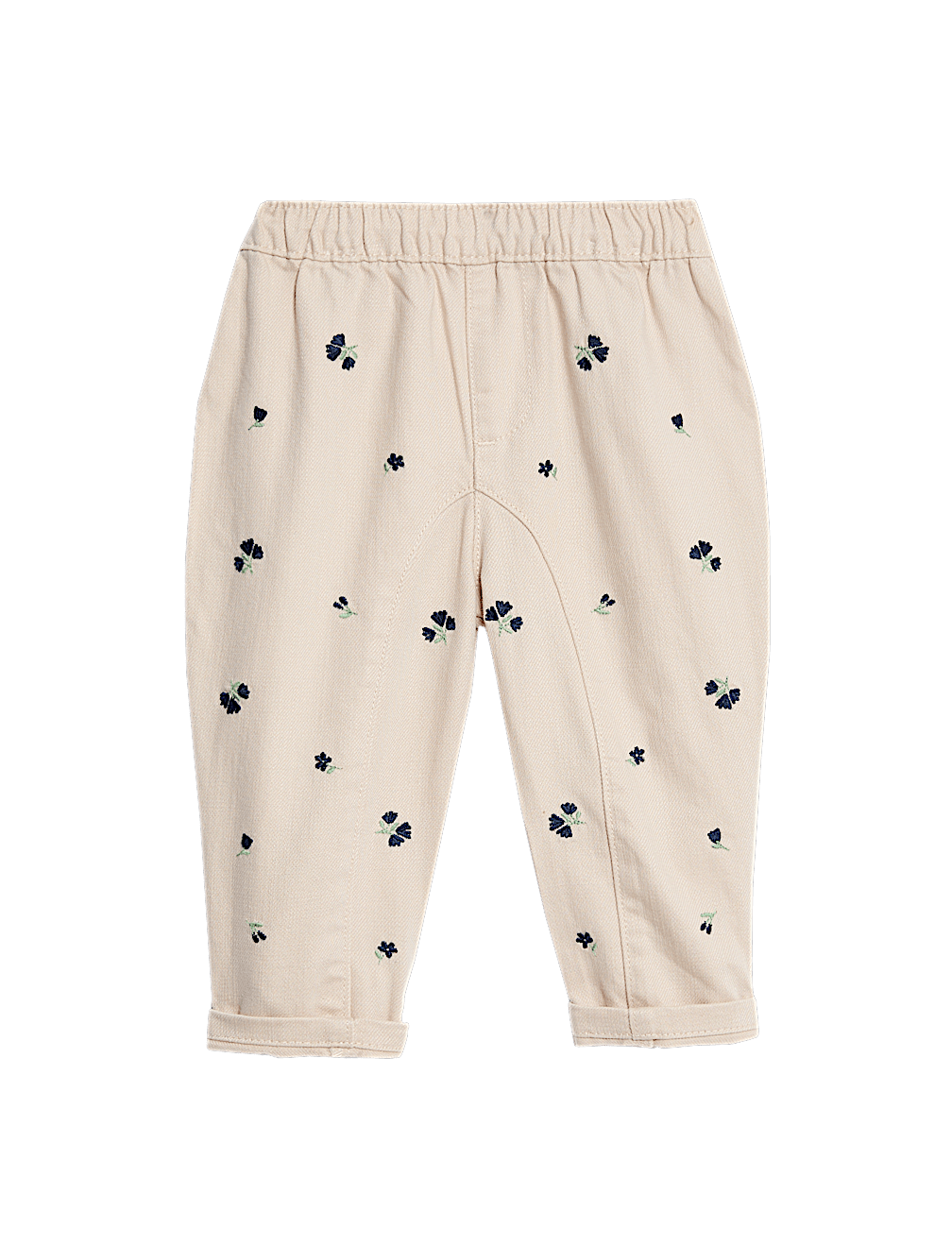 Cotton Rich Floral Embroidered Jeans (0-6 Yrs)
