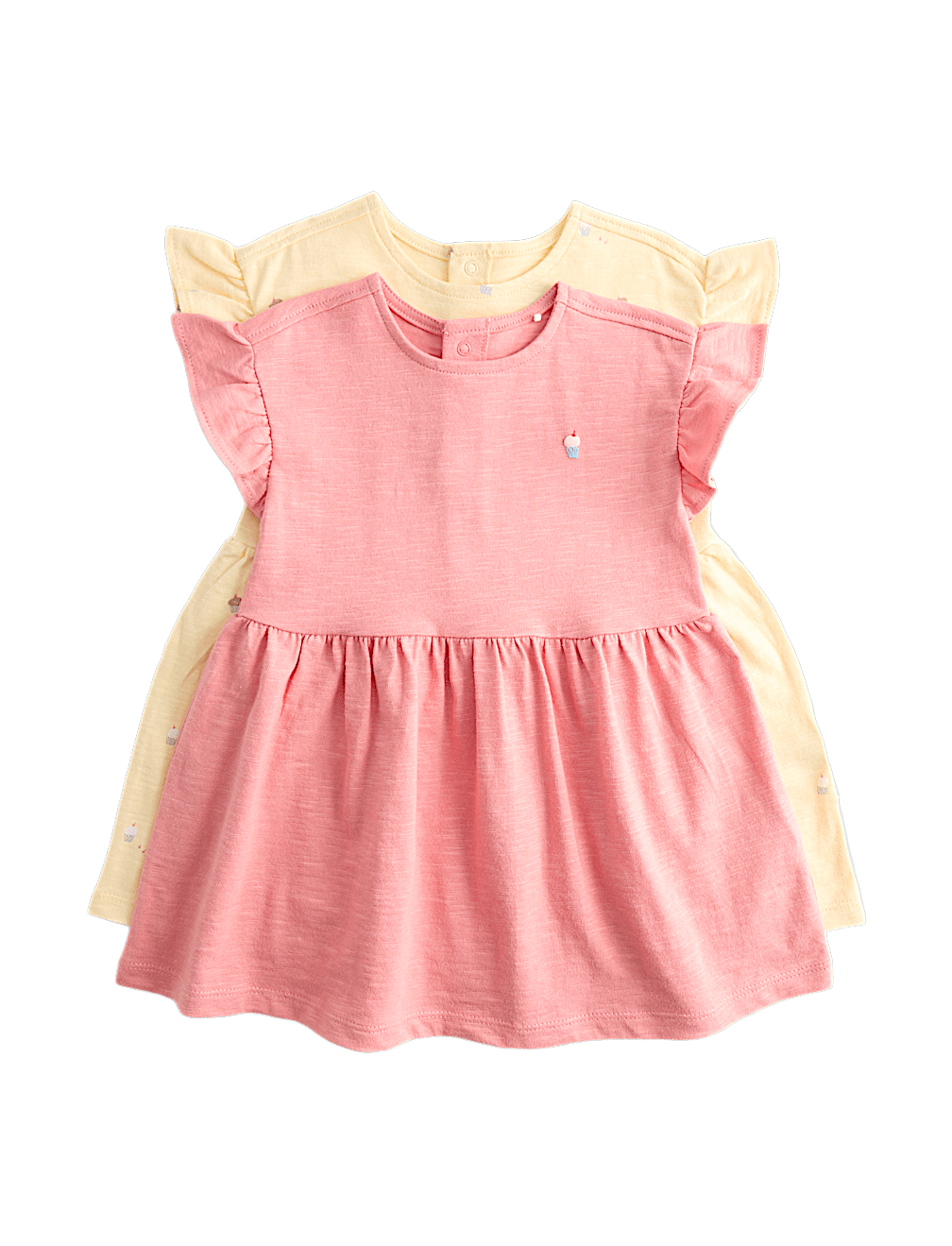 2 Pack Pure Cotton Jersey Cupcake Dresses (0-3 Yrs)