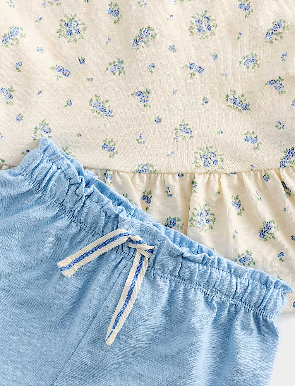 2 Piece Pure Cotton Jersey Ditsy Floral Top & Shorts (0-5 Yrs)