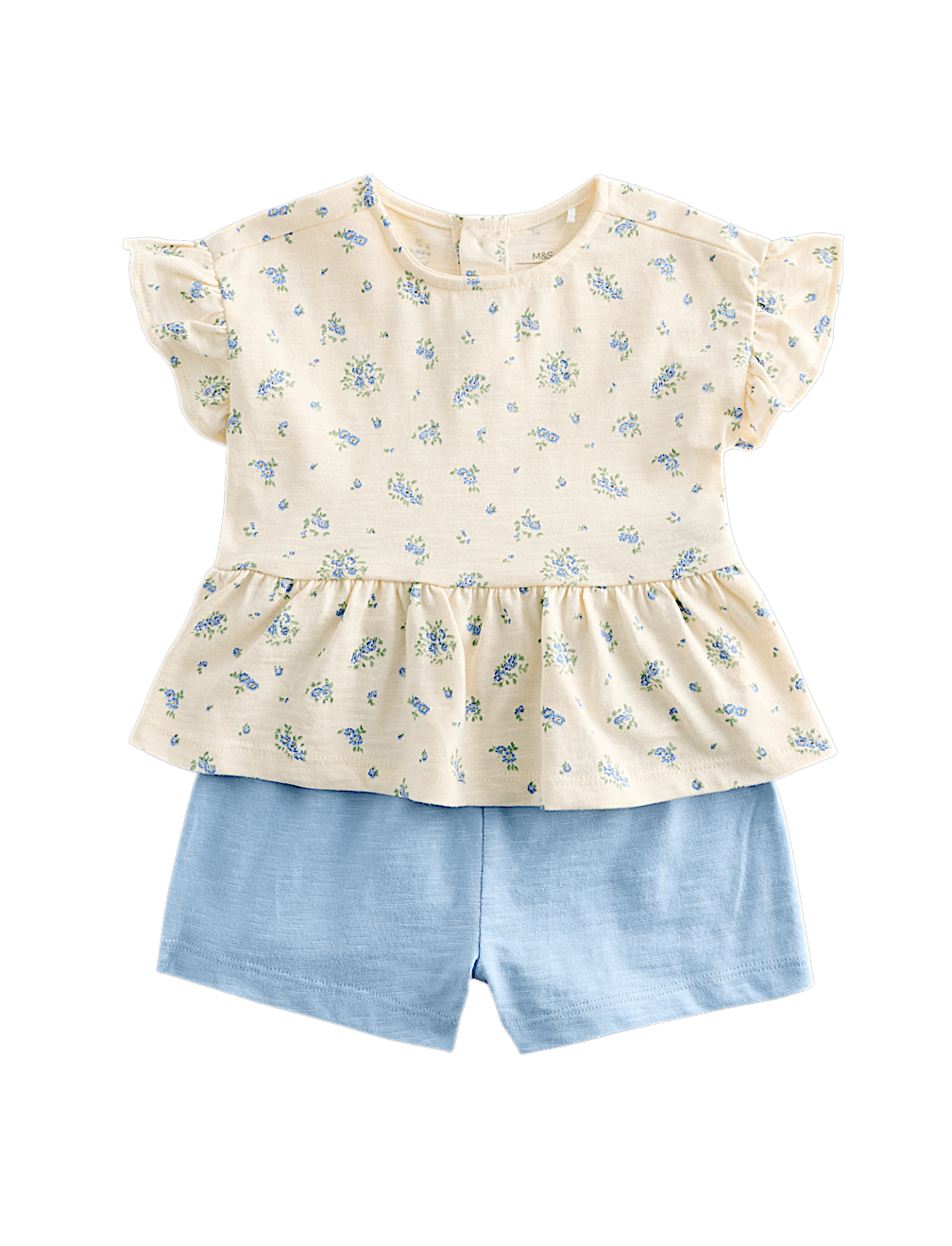 2 Piece Pure Cotton Jersey Ditsy Floral Top & Shorts (0-5 Yrs)