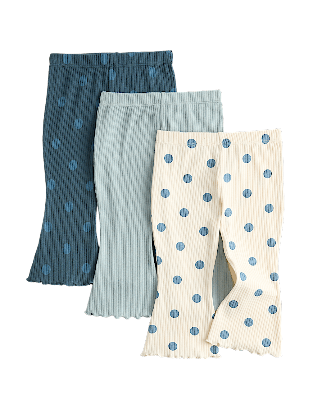 3 Pack Cotton Rich Spotty Kickflare Leggings (0-5 Yrs)