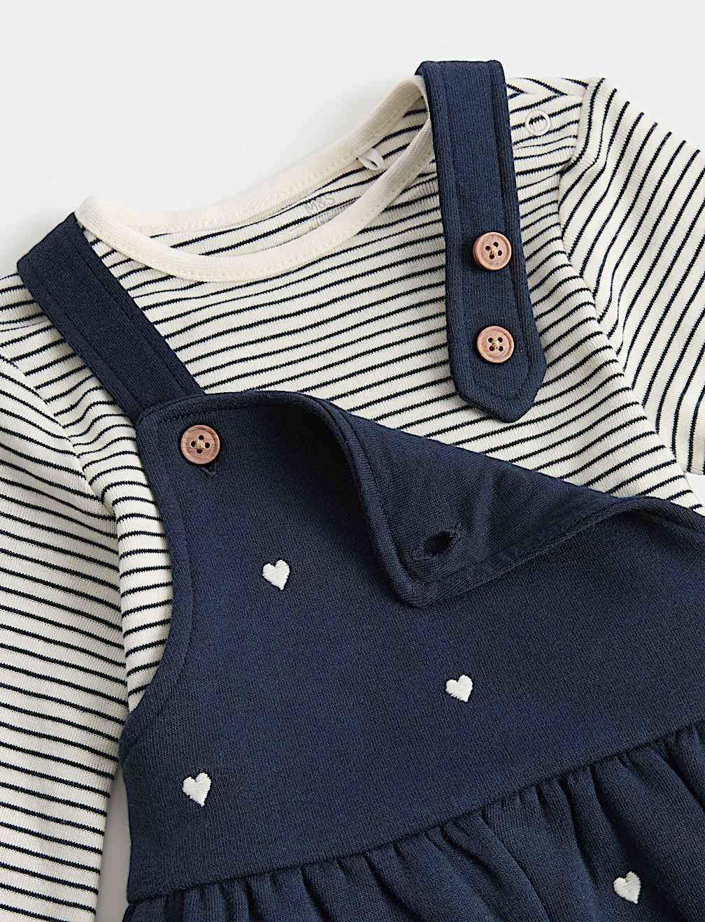 2 Piece Pure Cotton Heart Dungaree Outfit (0-3 Years)