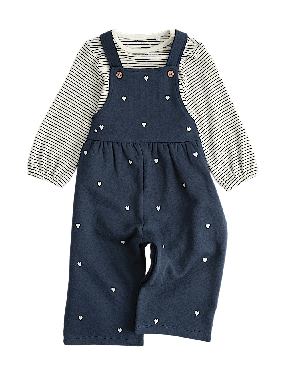 2 Piece Pure Cotton Heart Dungaree Outfit (0-3 Years)