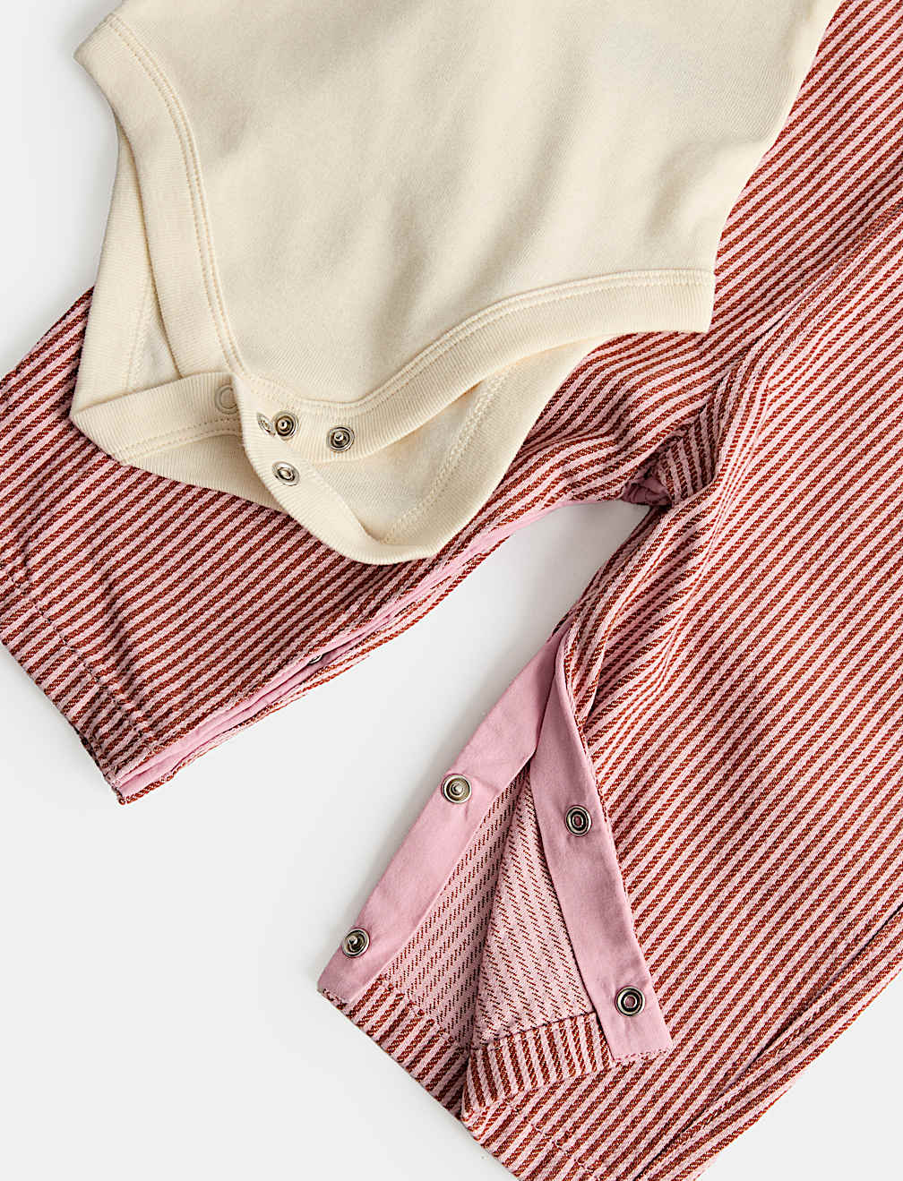 Pure Cotton Ticking Stripe Dungaree Outfit (0-3 Yrs)