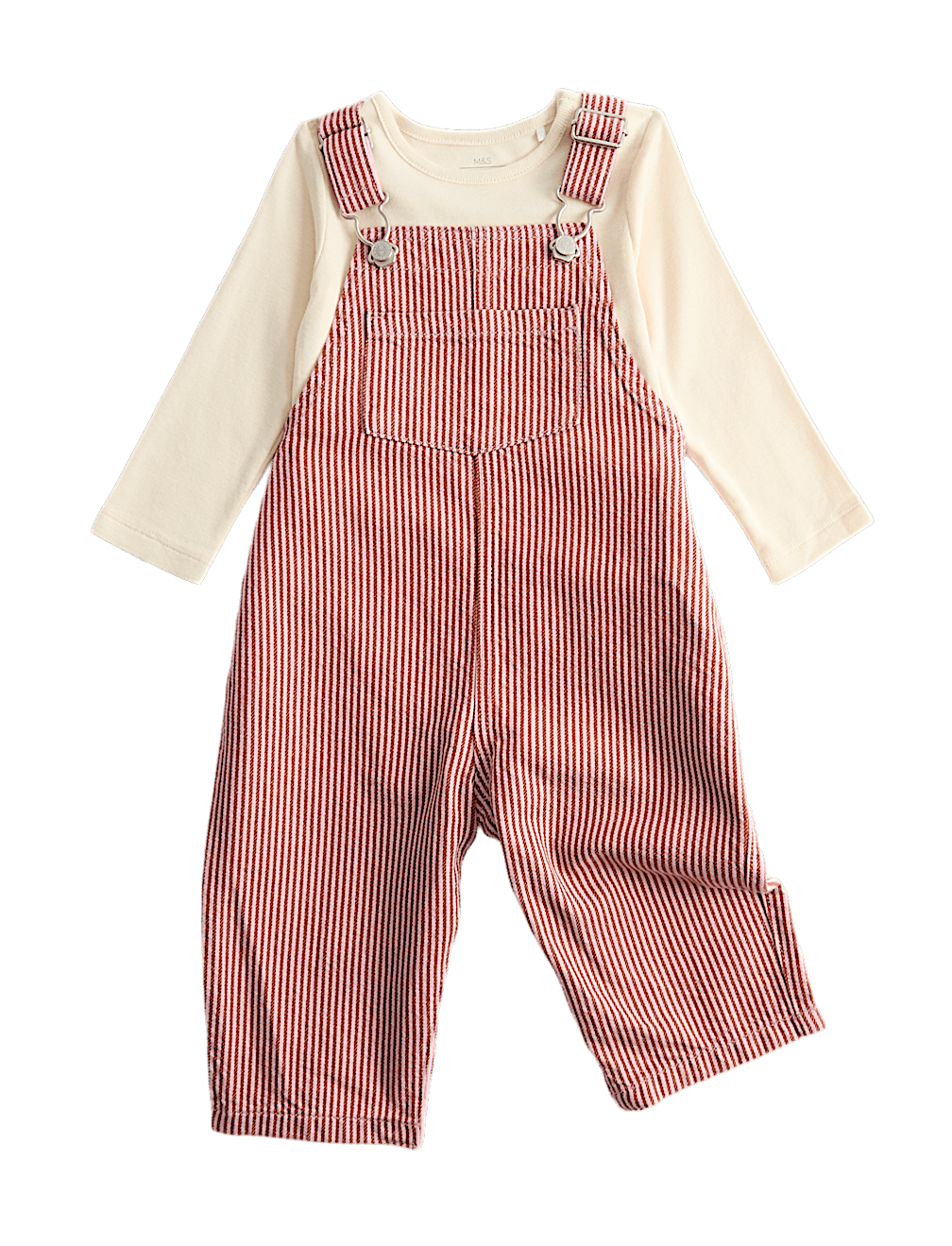 Pure Cotton Ticking Stripe Dungaree Outfit (0-3 Yrs)