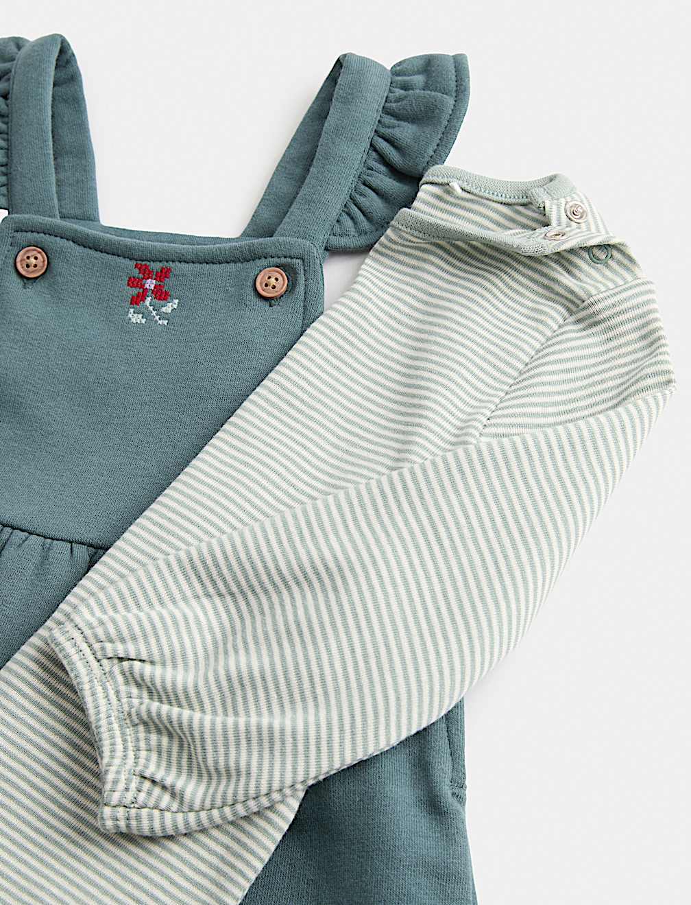 2 Piece Jersey Embroidered Dungarees with Top (0-3 Yrs)