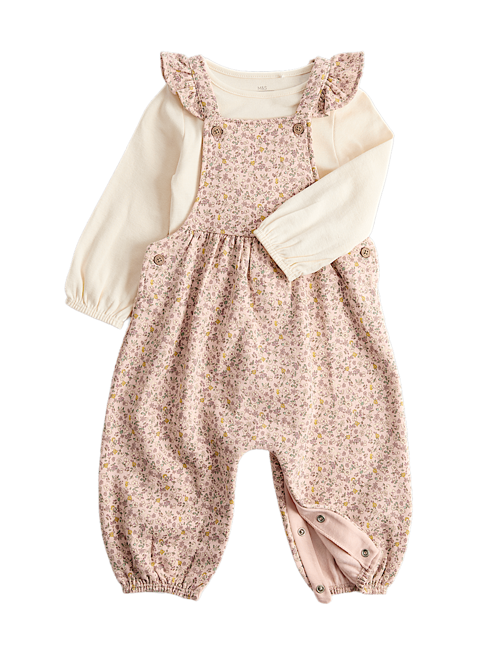 2 Piece Cotton Rich Ditsy Floral Dungarees (0-3 Yrs)