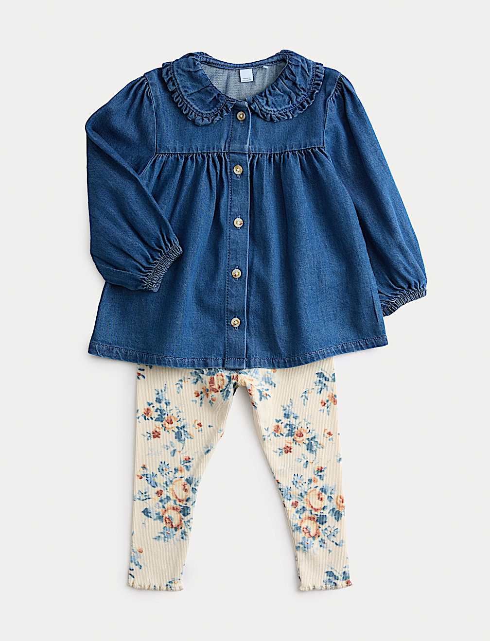 2pc Cotton Denim Blouse Outfit (0-6 Yrs)