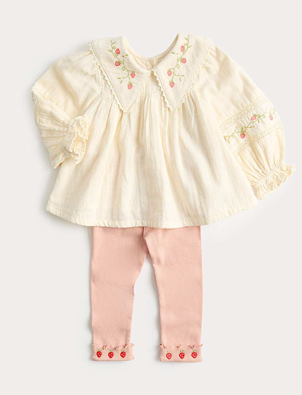 2 Piece Cotton Rich Embroidered Outfit (0-3 Yrs)