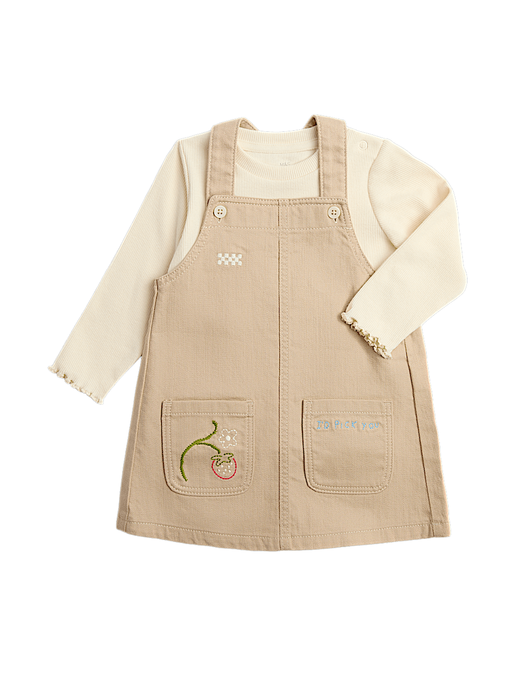 2 Piece Embroidered Pinny with Top (0-3 Yrs)