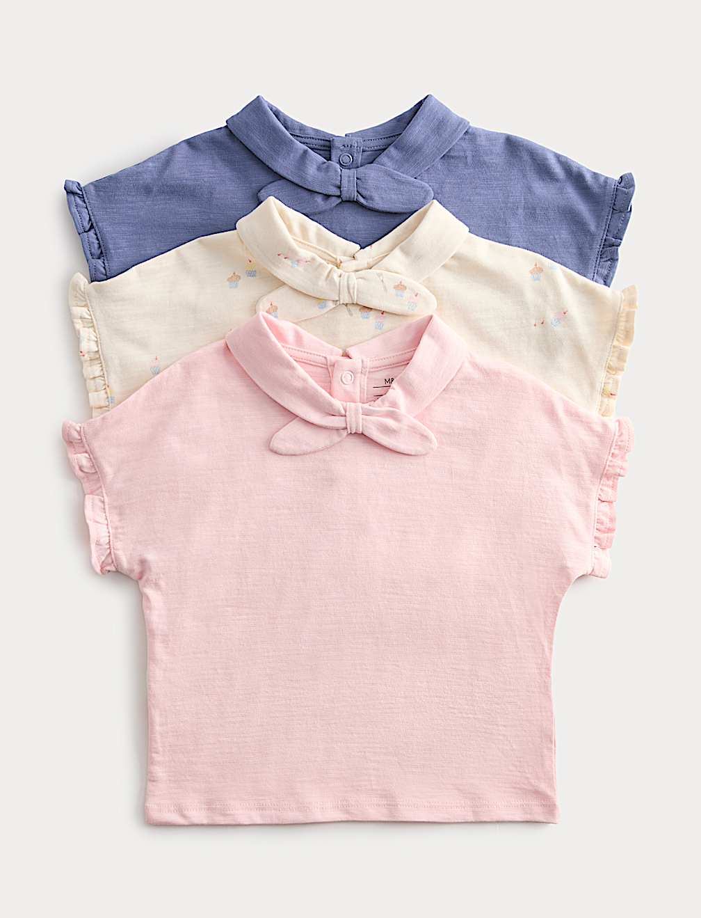 3 Pack Pure Cotton Neck Tie Tops (0-5 Yrs)