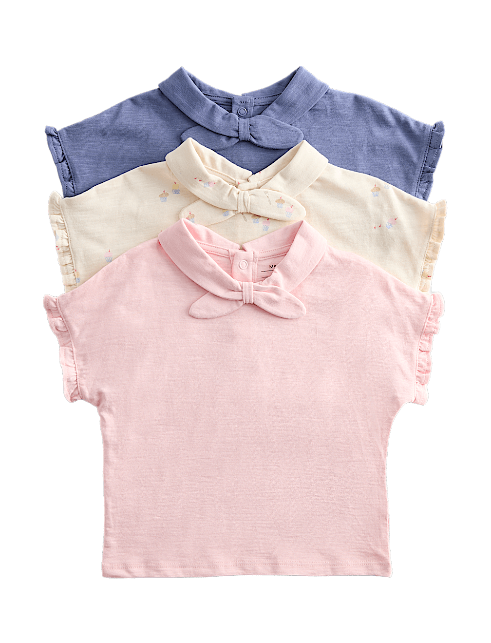 3 Pack Pure Cotton Neck Tie Tops (0-5 Yrs)