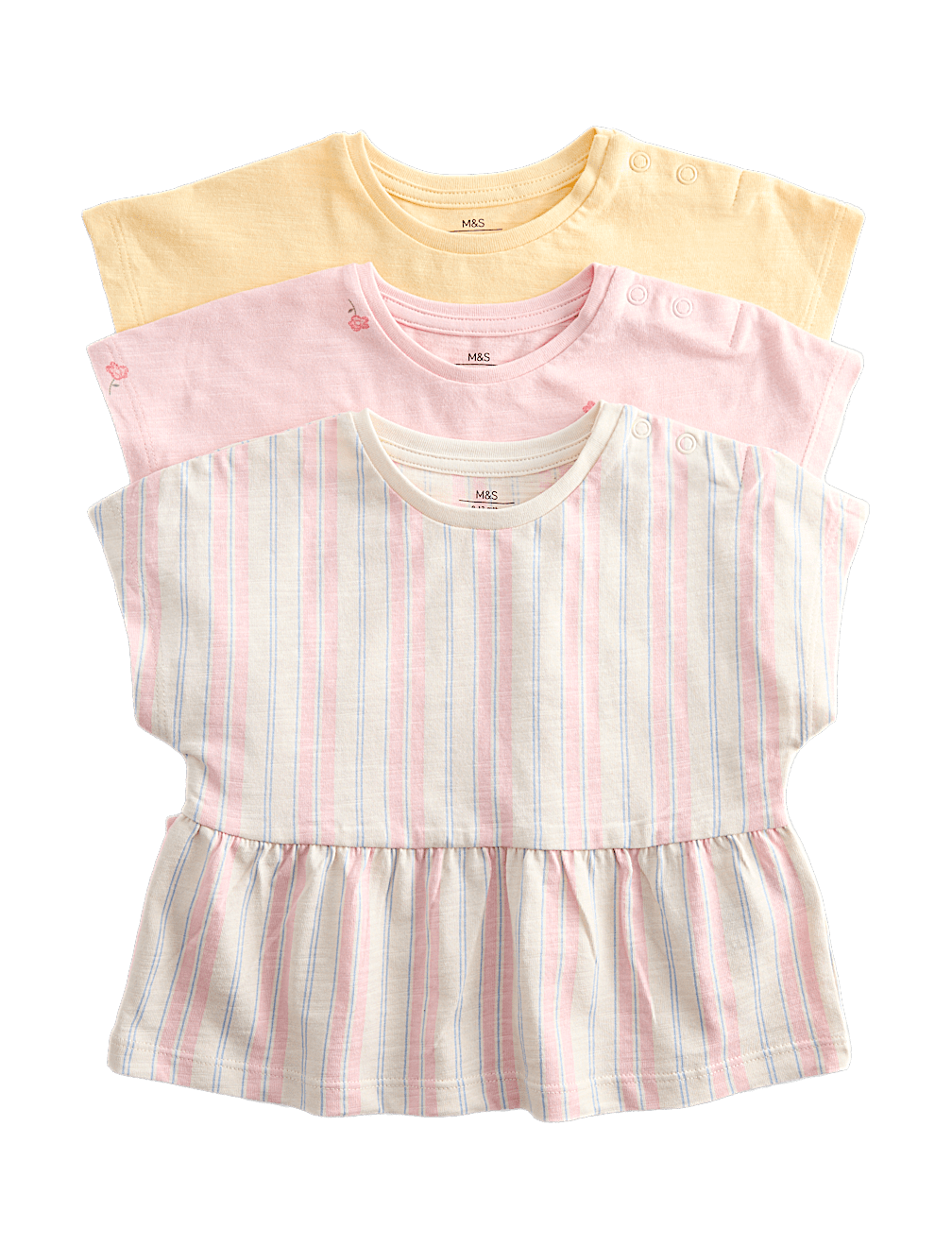 3 Pack Pure Cotton Patterned Tops (0-5 Yrs)