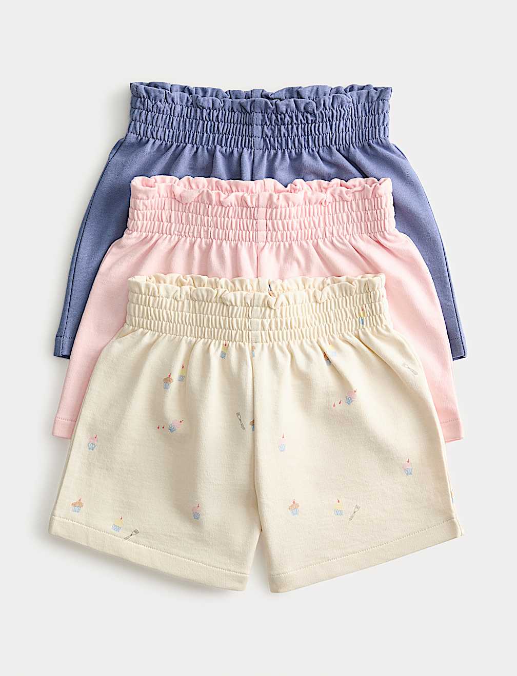 3 Pack Pure Cotton Cupcake Shorts (0-5 Yrs)