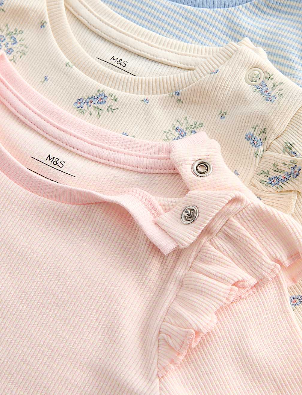 3 Pack Cotton Rich Ribbed Printed Tops (0-5 Yrs)