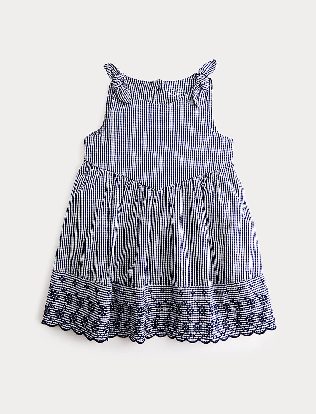 Pure Cotton Embroidered Gingham Dress (0-5 Years)