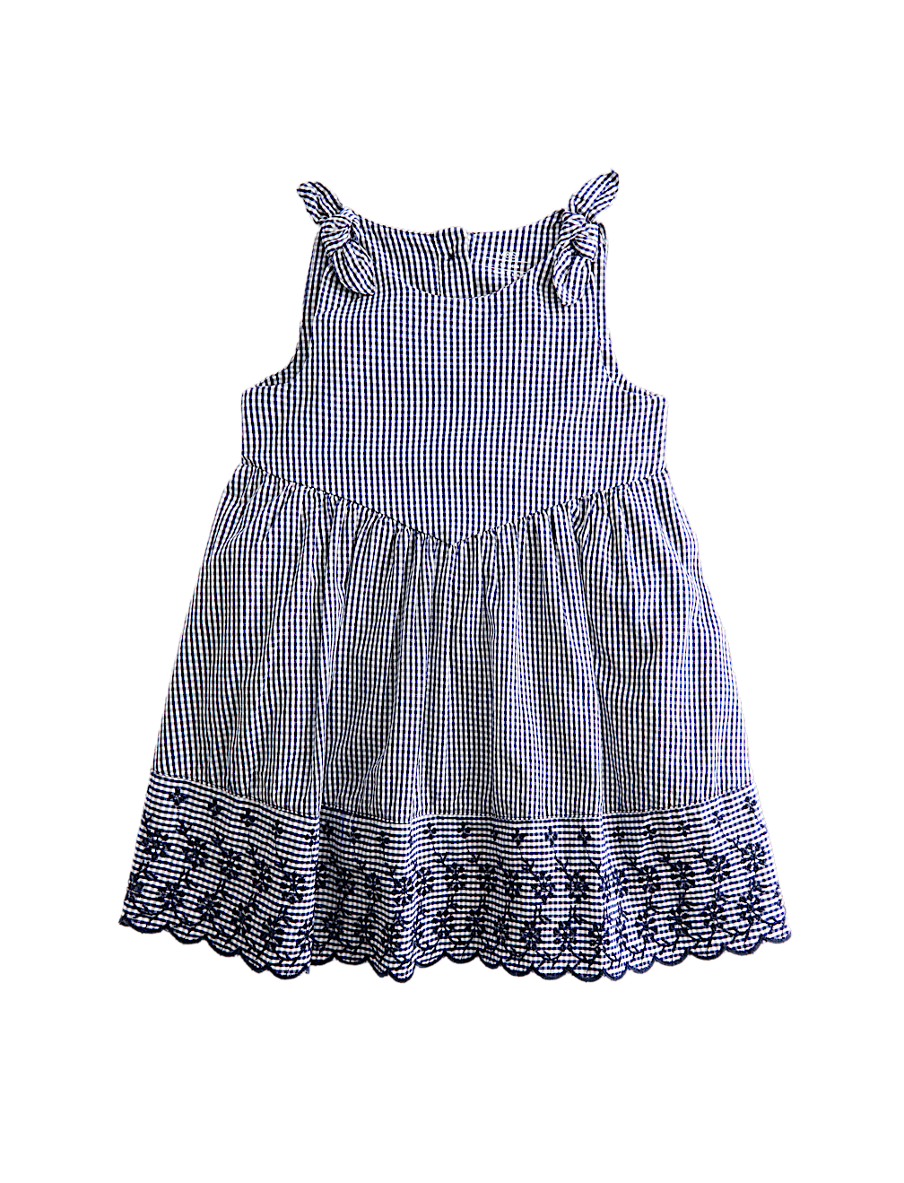 Pure Cotton Embroidered Gingham Dress (0-5 Years)