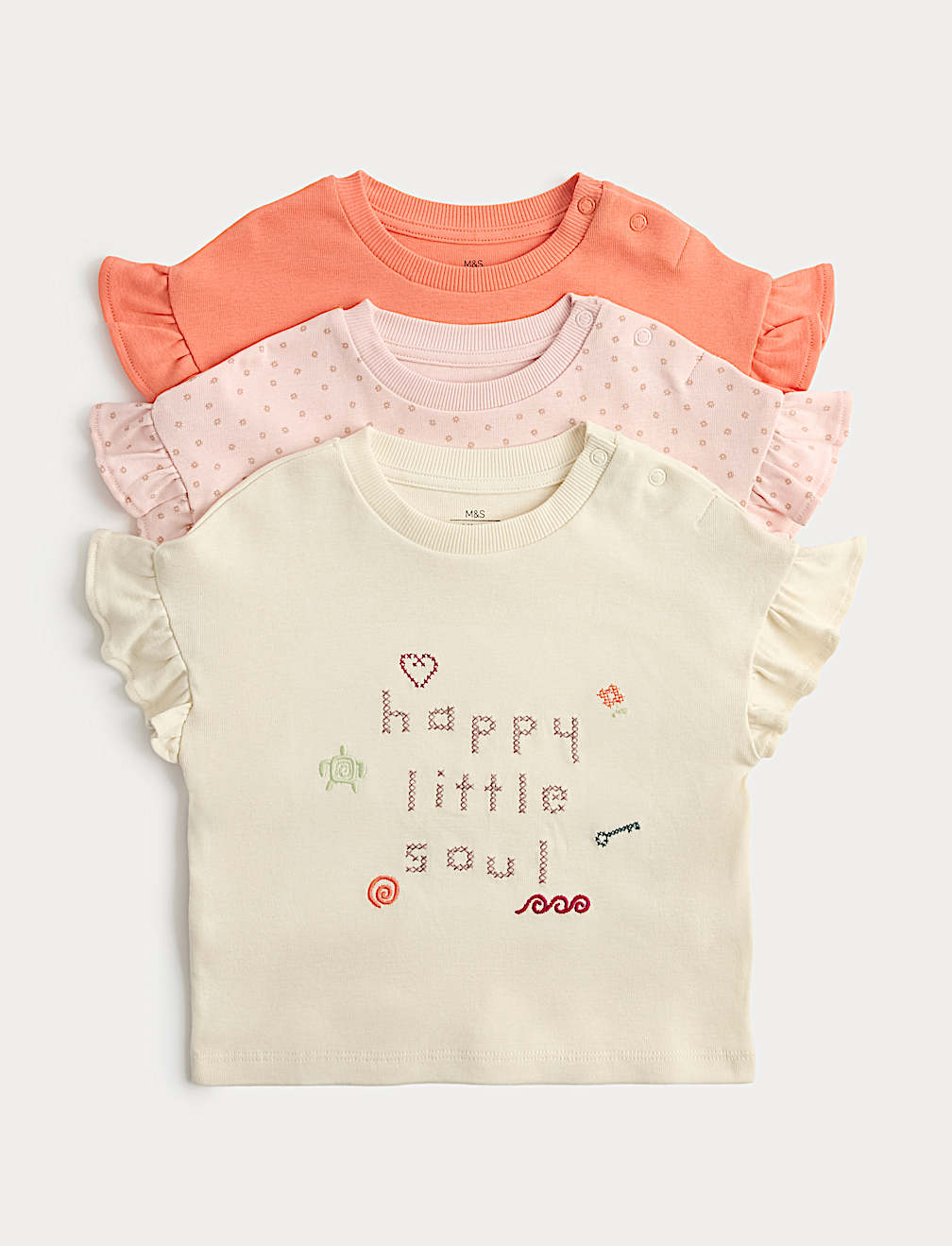 3 Pack Pure Cotton Happy Little Soul Tops (0-5 Yrs)
